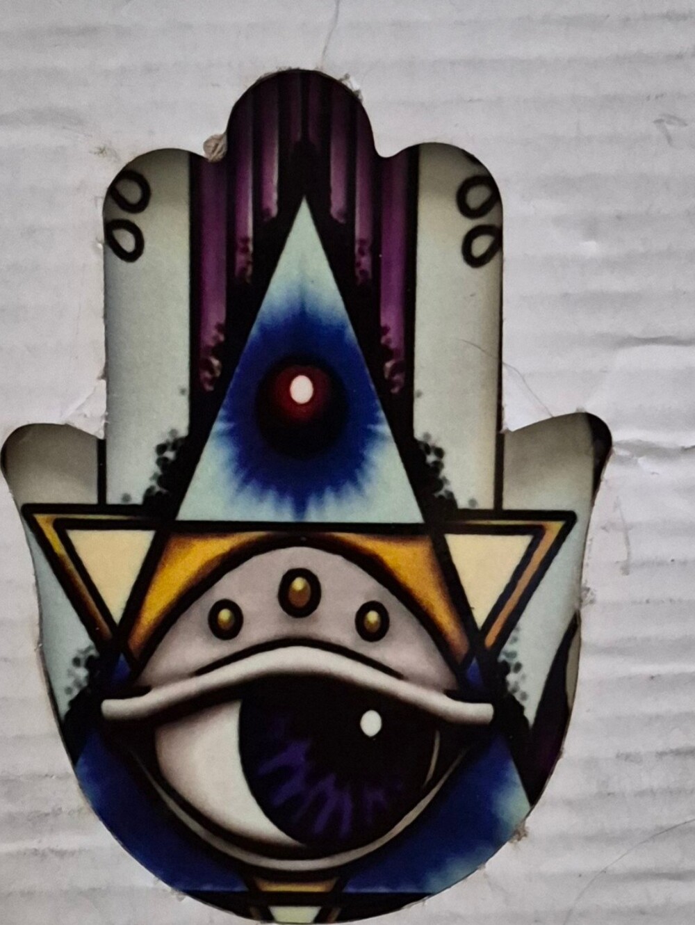 Mystic Hamsa Wall Art in Purple and Blue